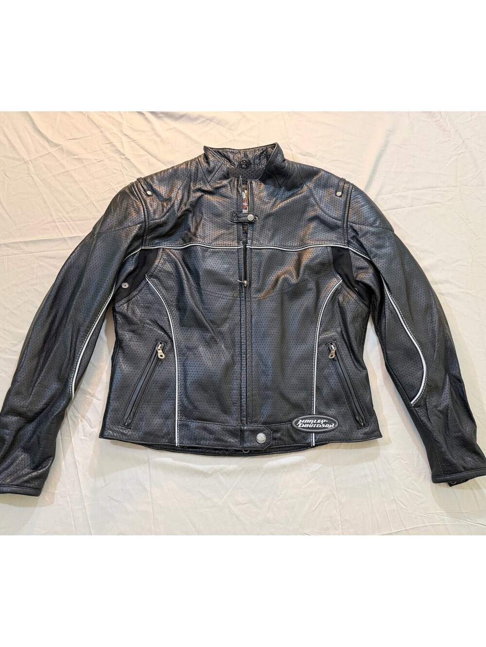 Harley-Davidson Women’s XL Black Perforated Leather Motorcycle Jacket 97080-06VW